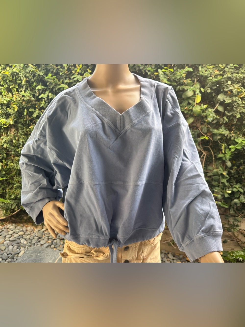 lululemon athletica Light Denim Blue V-Neck Drawcord Pullover